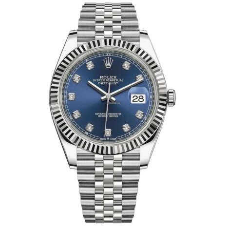 Rolex Datejust 41mm Steel Blue Diamond Dial 126334 Jubilee Bracelet