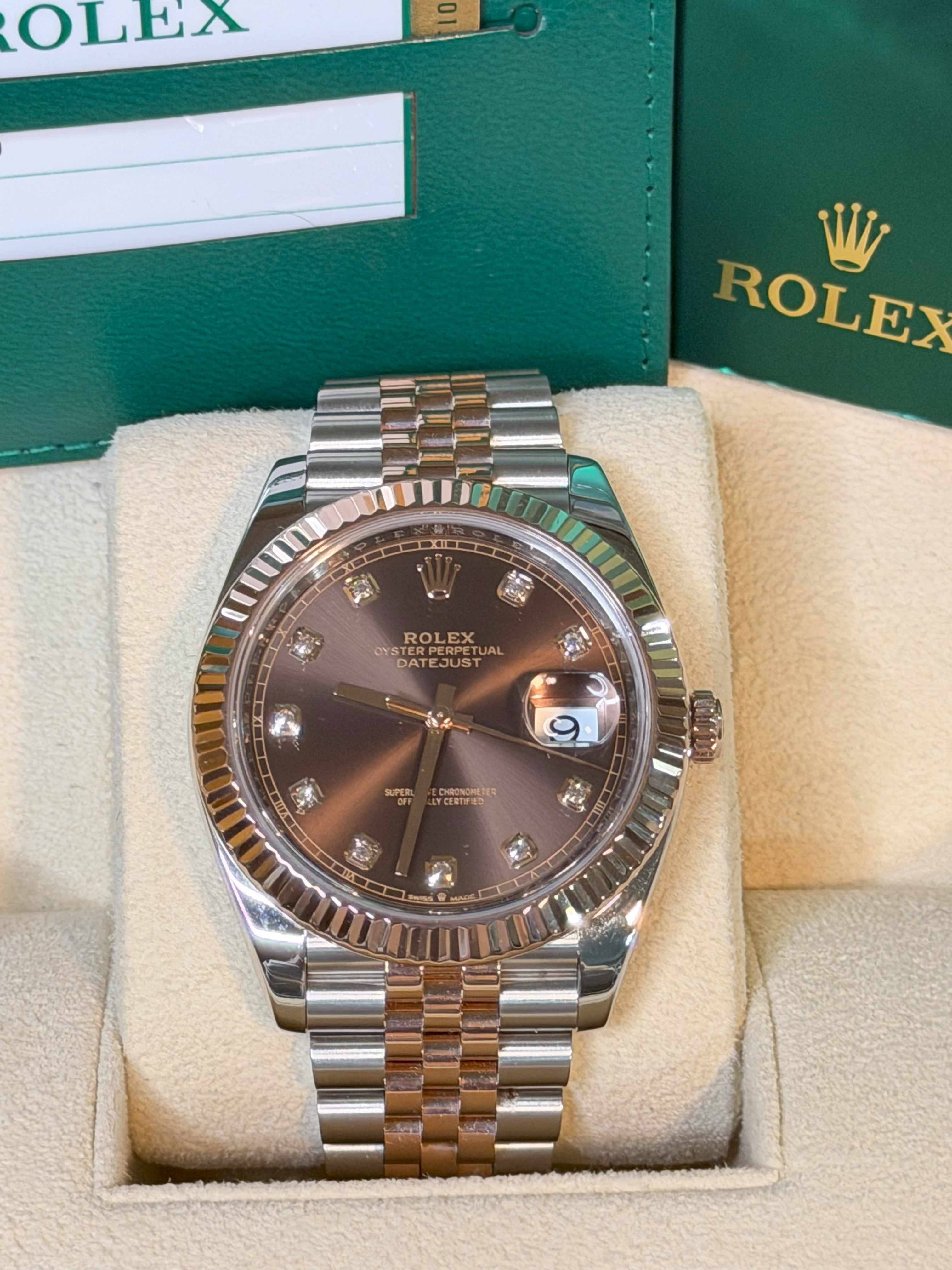 Rolex Datejust 41 “Chocolate Diamond Dial” – 2019 – Very Good – Full Set