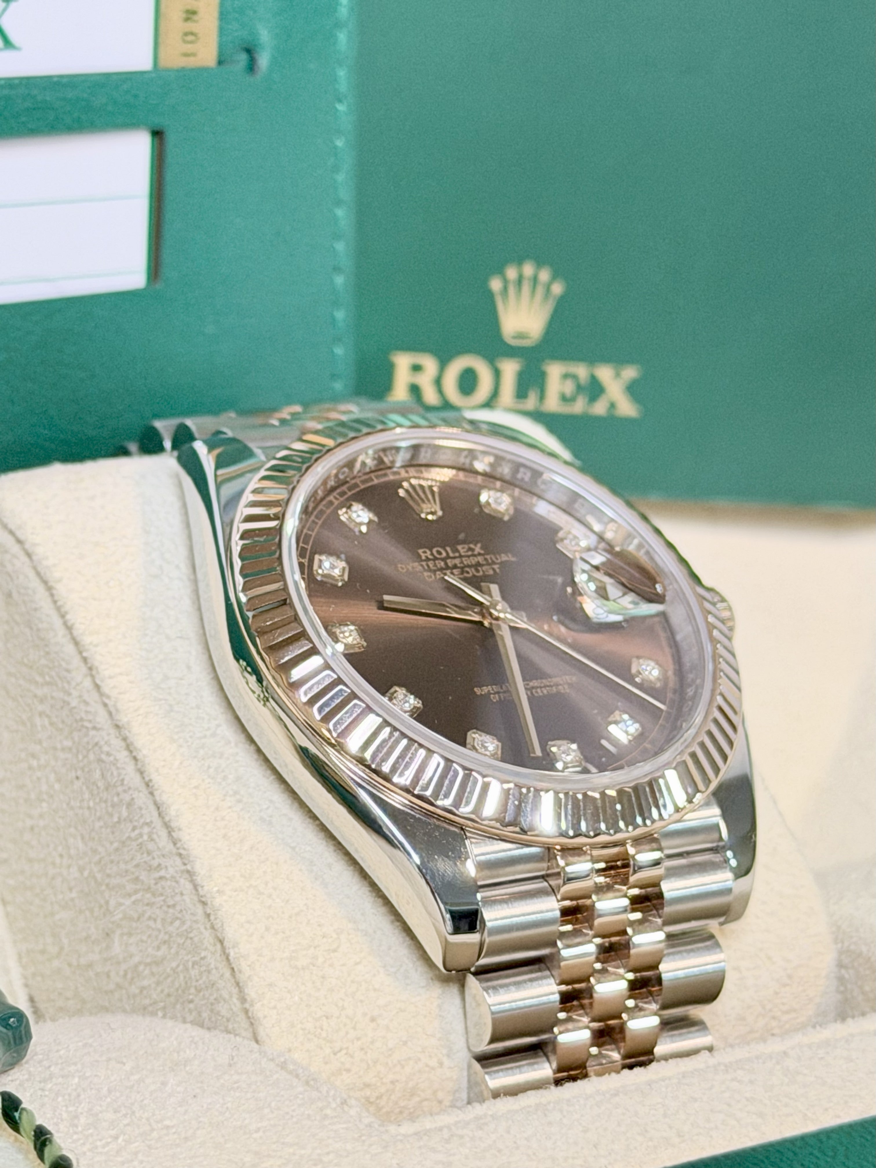 Rolex Datejust 41 “Chocolate Diamond Dial” – 2019 – Very Good – Full Set