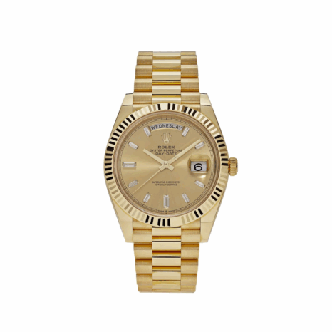 Rolex Day-Date 40mm 18k Gold Champagne Baguette Dial 228238