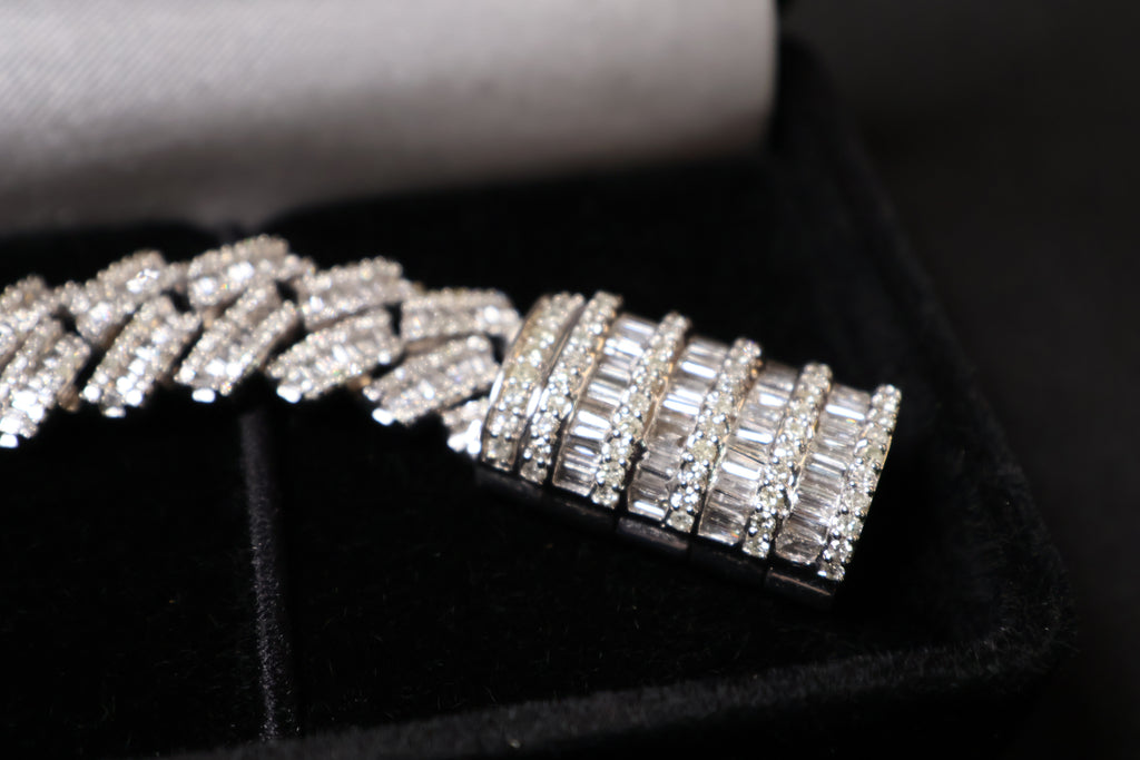 10K Solid White Gold Diamond Bracelet
